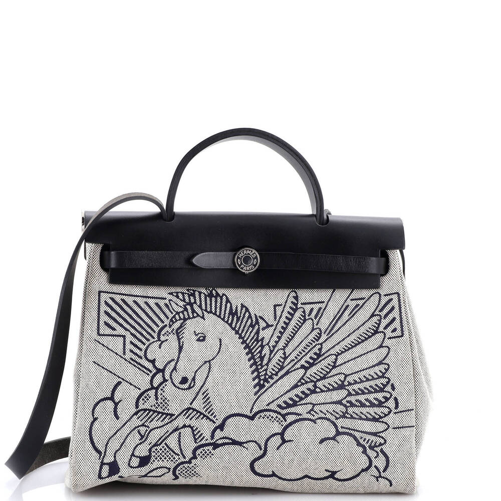 Hermes 31 Herbag Zip Pegase Pop Toile and Leather - Picture 1 of 7